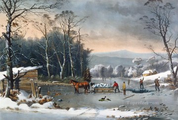 Winter In The Country Landscape Oil Paintings